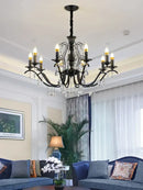 DecorBites™ Black Wrought Iron Crystal Chandelier for Living & Dining Room - Elegance meets Style