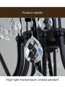 DecorBites™ Black Wrought Iron Crystal Chandelier for Living & Dining Room - Elegance meets Style