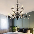 Black wrought iron crystal led chandelier dining room light