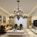 Black wrought iron crystal led chandelier dining room light