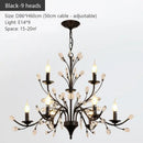 Black wrought iron crystal led chandelier dining room light