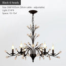 Black wrought iron crystal led chandelier dining room light