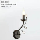 Black wrought iron crystal led chandelier dining room light