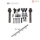 Sete 6900 White Silk Double Barn Door with Frosted Glass | Black Rail