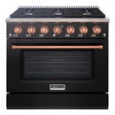 Akicon 36" Stainless Steel Range Hood with 600 CFM Insert & 6-Burner Gas Range Combo – Powerful Ventilation, Convection Oven, Multiple Finishes