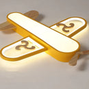 Blue airplane led wood ceiling light for kids bedroom
