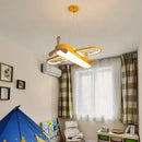 Blue airplane led wood ceiling light for kids bedroom