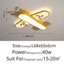 Blue airplane led wood ceiling light for kids bedroom