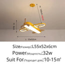 Blue airplane led wood ceiling light for kids bedroom