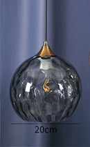 Blue & amber textured glass ball pendant led chandelier kitchen