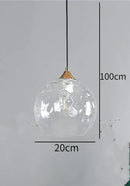 Blue & amber textured glass ball pendant led chandelier kitchen