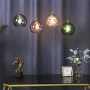 Blue & amber textured glass ball pendant led chandelier kitchen
