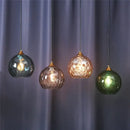 Blue & amber textured glass ball pendant led chandelier kitchen