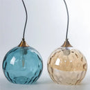 Blue & amber textured glass ball pendant led chandelier kitchen