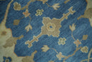 Blue and Beige Hand Knotted Traditional Oriental Oushak 8x10 wool Area Rug