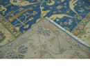 Blue and Beige Hand Knotted Traditional Oriental Oushak 8x10 wool Area Rug