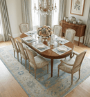 Blue and Beige Traditional Floral Hand Knotted Wool Rug
