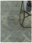 Blue And Beige Traditional Oushak Design Hand Knotted 6x9 wool area rug