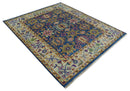 Blue and Beige Traditional Turkish Design Wool Hand Knotted Multi Sizes Area Rug