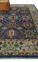 Blue and Beige Traditional Turkish Design Wool Hand Knotted Multi Sizes Area Rug