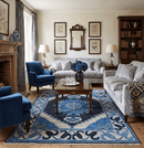 Blue and Black  Hand Knotted  Traditional Heriz Multi Size Wool Area Rug