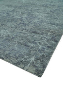 Blue And charcoal Transitional Design Hand Knotted 8.8x11.6 Wool Area Rug