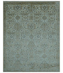 Blue And Gold Fine Hand Knotted traditional Oriental Oushak design  8x10 wool area rug