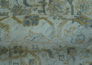 Blue And Gold Fine Hand Knotted traditional Oriental Oushak design  8x10 wool area rug