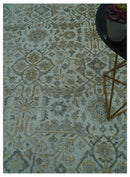 Blue And Gold Fine Hand Knotted traditional Oriental Oushak design  8x10 wool area rug