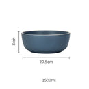 Blue and gray ceramic morandi bowl dining room gold trimmed dinnerware