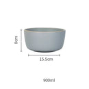 Blue and gray ceramic morandi bowl dining room gold trimmed dinnerware