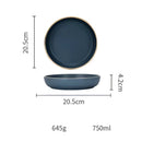 Blue and gray ceramic morandi bowl dining room gold trimmed dinnerware