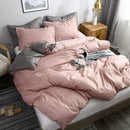 Blue and gray grain pattern duvet cover set bedroom bedding