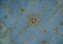 Blue and Gray Hand knotted Oriental Oushak 9x12 wool Area Rug