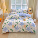 Blue and gray striped cotton single duvet cover bedroom bedding set