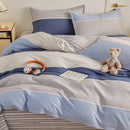 Blue and gray striped cotton single duvet cover bedroom bedding set