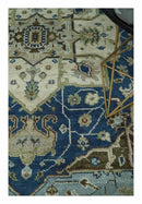 Antique look Blue, Ivory and Olive Traditional Heriz Medallion Multi Size wool Area Rug