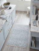 Blue and Ivory Modern Pattern Hand Knotted Wool 2x3 Area Rug