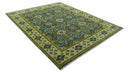 Blue and Olive Traditional motifs design 8x10 wool area rug