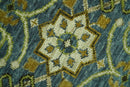Blue and Olive Traditional motifs design 8x10 wool area rug