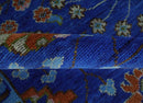 Blue and Rust Hand Knotted Traditional Floral Oushak 8.9x12.1 Wool Area Rug