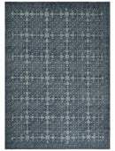 Blue and silver Hand carved Design Traditional Medallion Hand knotted 10x14 wool Area Rug