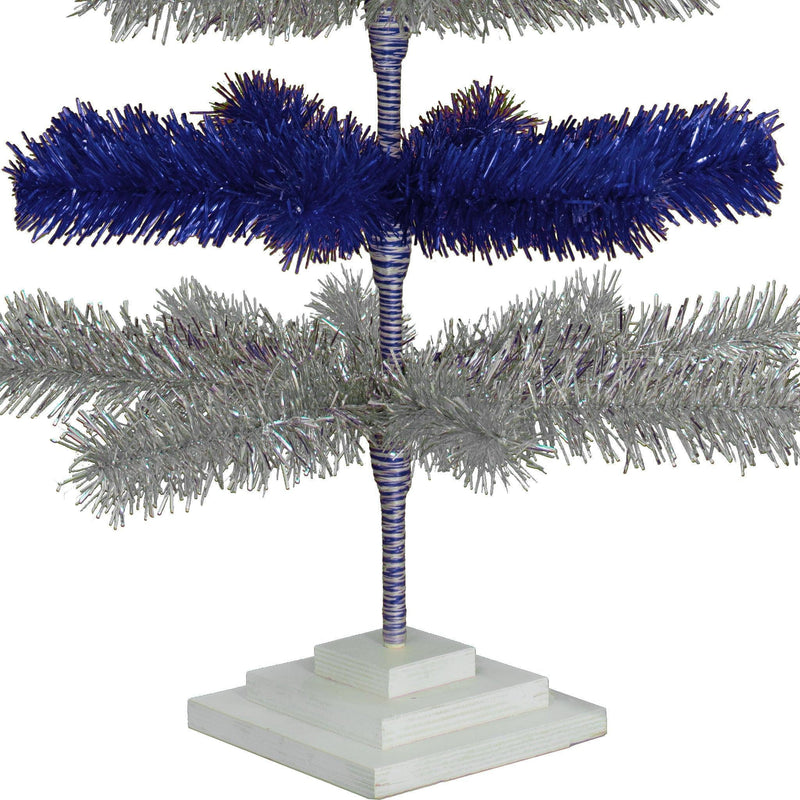 Blue & Silver Layered Tinsel Christmas Tree