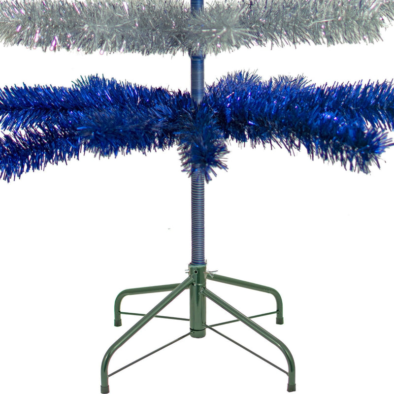 Blue & Silver Layered Tinsel Christmas Tree