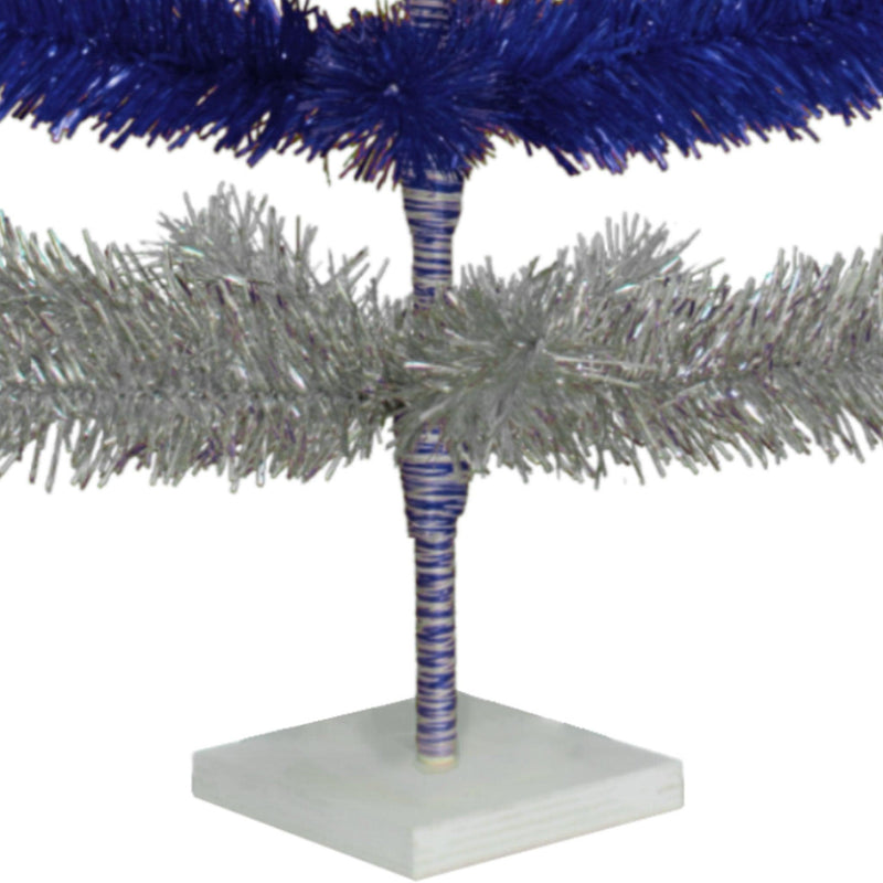 Blue & Silver Layered Tinsel Christmas Tree