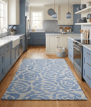 Blue And Silver Modern Style Hand Tufted Wool Area rug