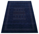 Blue And White Center Pattern Design Hand Loomed Wool Area Rug