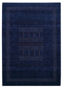 Blue And White Center Pattern Design Hand Loomed Wool Area Rug