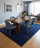 Blue And White Center Pattern Design Hand Loomed Wool Area Rug