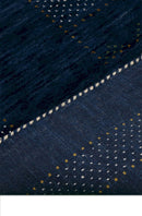 Blue And White Center Pattern Design Hand Loomed Wool Area Rug